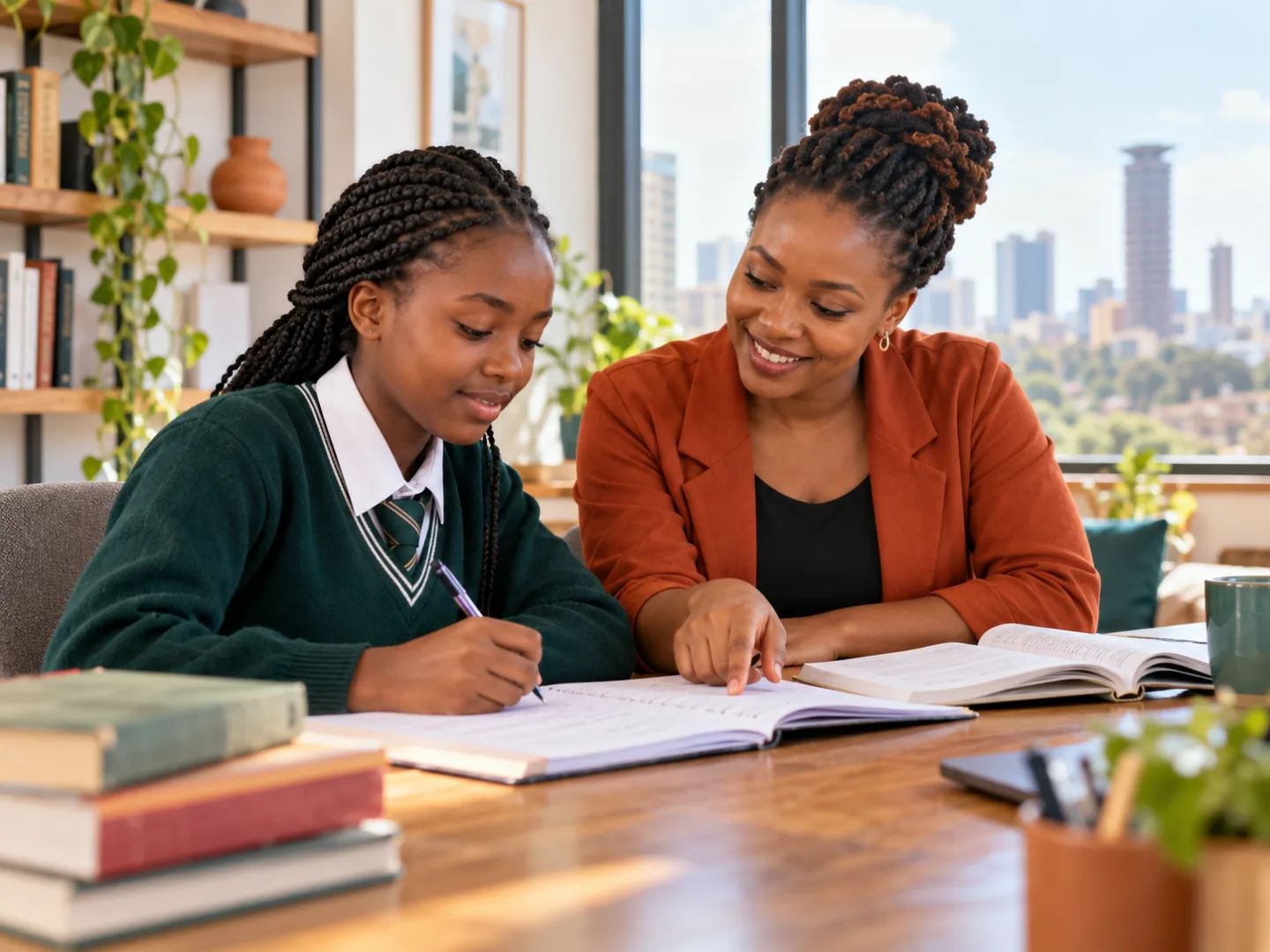 Tutor helping a student with schoolwork